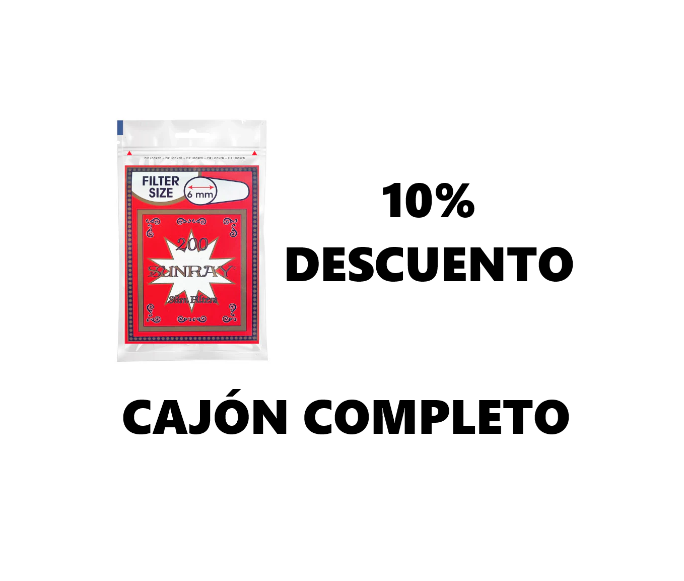 SUNRAY 6MM (34X200) PRECIO ESPECIAL CAJÓN COMPLETO (8 DISPLAY)