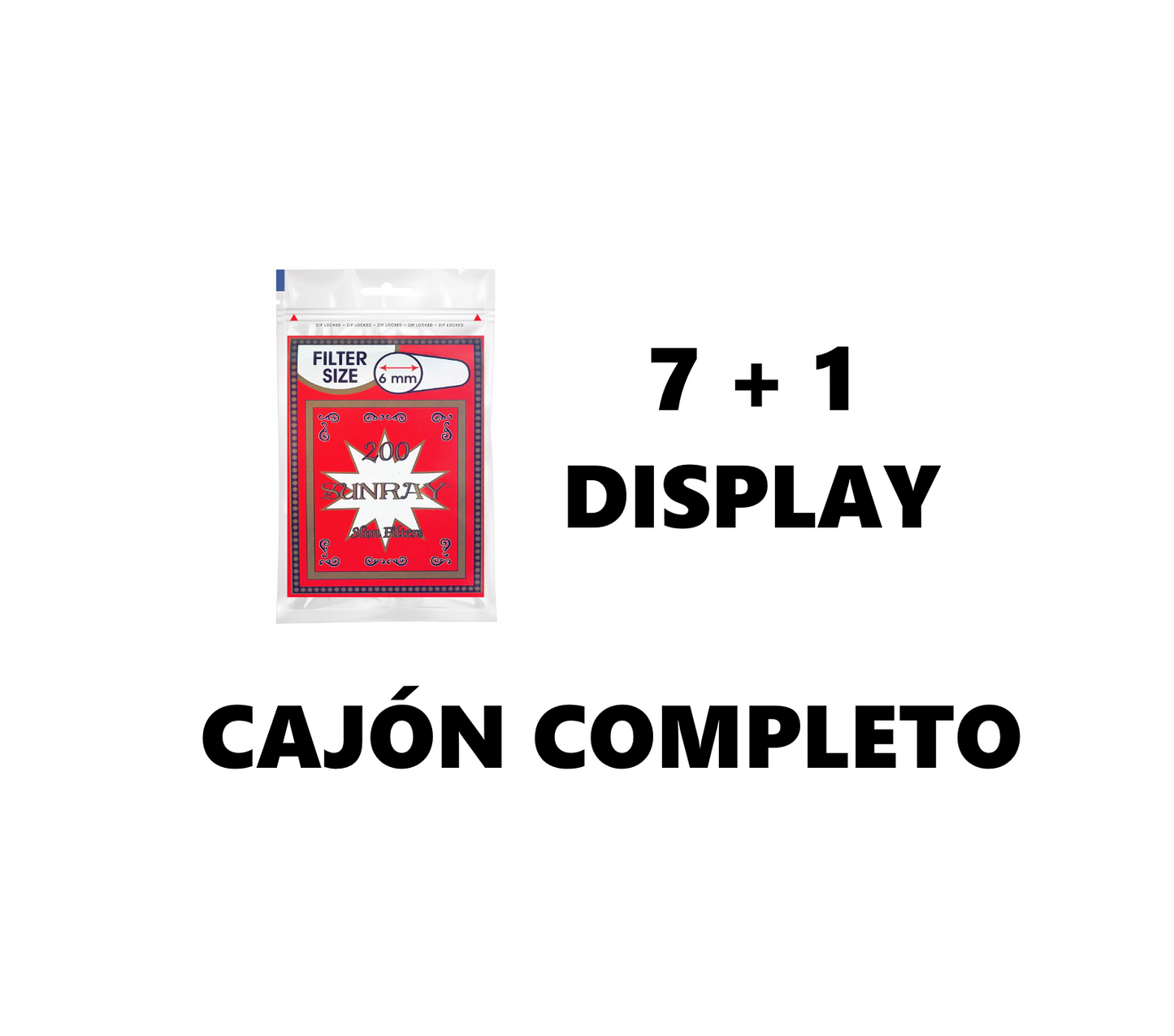 SUNRAY 6MM (34X200) PRECIO ESPECIAL CAJÓN COMPLETO (8 DISPLAY)